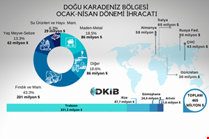 DOĞU KARADENİZ BÖLGESİ İHRACATI 2022 YILI İLK 4 AYINDA 465 MİLYON 20 BİN 933 DOLARA ULAŞTI